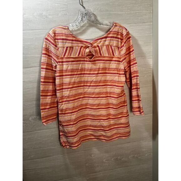 T by Talbots Twist Back TEE - TOULON Stripe Small - Picture 5 of 9